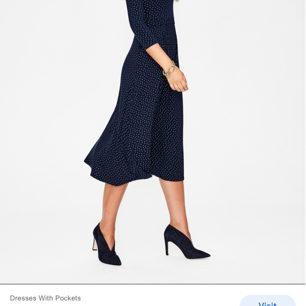 Boden Coraline Jersey Midi Dress Navy Metallic - Picture 3 of 7